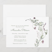 Paars Greenery Waterverf Floral Baby shower Kaart (Voorkant / Achterkant)