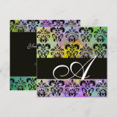 PAARS GREENZWARTE DAMASKMONOGRAM, wit Kaart (Voorkant / Achterkant)