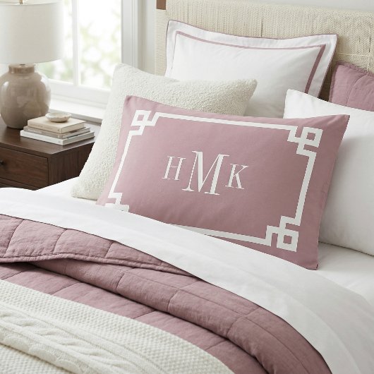 Paars Grieks Sleutel Monogram Standaard Paar Kussensloop