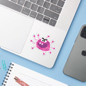 Paars griepvirus sticker (Laptop met iPhone)