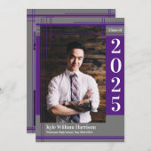 Paars grijs Afstuderen van de Kleur van de School Kaart (Voorkant / Achterkant)