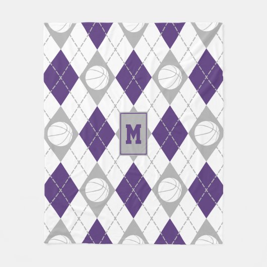 paars grijs basketbalteam kleuren argyle fleece deken (Voorkant)