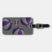 paars grijs basketbalteam kleuren bagagelabel (Voorkant horizontaal)