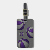 paars grijs basketbalteam kleuren bagagelabel (Voorkant verticaal)