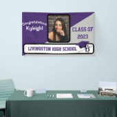 Paars, grijs en wit Afstuderen Spandoek (Beurs)