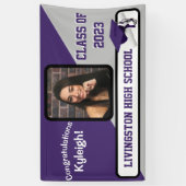 Paars, grijs en wit Afstuderen Spandoek (Verticaal)