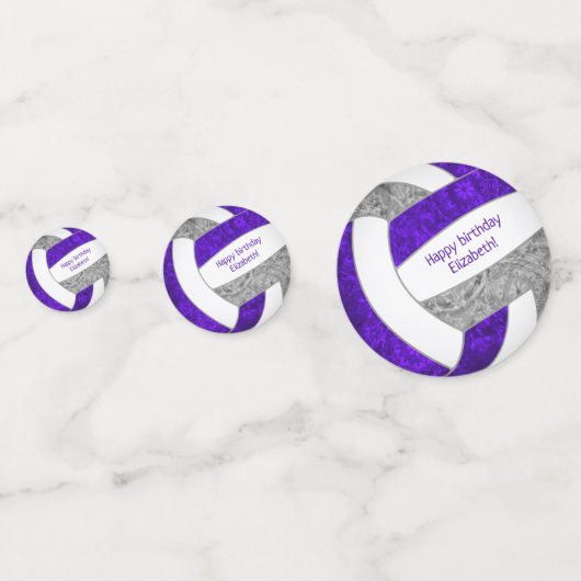 paars grijs girale volleybalfeest confetti (Voorkanten)