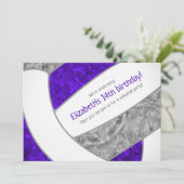 paars grijs girale volleybalfeest kaart (Staand voorkant)