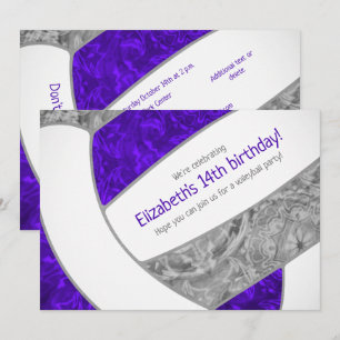 paars grijs girale volleybalfeest kaart