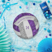 paars grijs girale volleybalfeest papieren bordje (Feest)