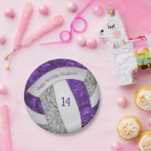 paars grijs girale volleybalfeest papieren bordje (Feest)