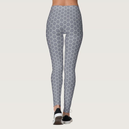 Paars grijs Honeycomb Hexagon Patroon Leggings (Achterkant)