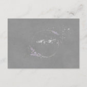 Paars grijs lavendel bruiloftsreceptie details enc informatiekaartje (Achterkant)