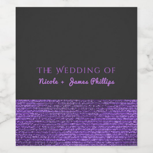 Paars grijs Matig Glam Sequins Elegant Wijnlabel Wijn Etiket (Enkel label)