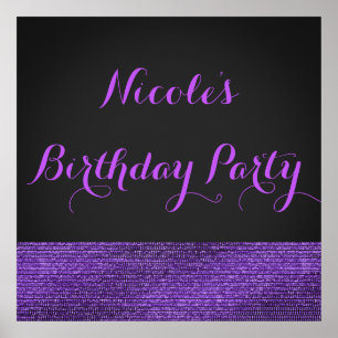 Paars & Grijs Moderne Glamour Sequins Feestbanner Poster
