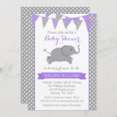 Paars grijs olifant pootwit Bunting Baby shower Kaart (Voorkant / Achterkant)