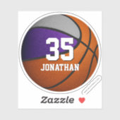 paars grijs schoolteam dikjongens basketbal sticker (Vel)