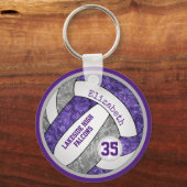 paars grijs schoolteam kleuren meisjes volleybal sleutelhanger (Voorkant)