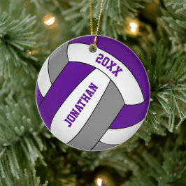 paars grijs sportteam vertolkt volleybal jongens keramisch ornament
