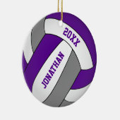 paars grijs sportteam vertolkt volleybal jongens keramisch ornament (Rechts)