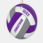 paars grijs sportteam vertolkt volleybal jongens keramisch ornament (Links)