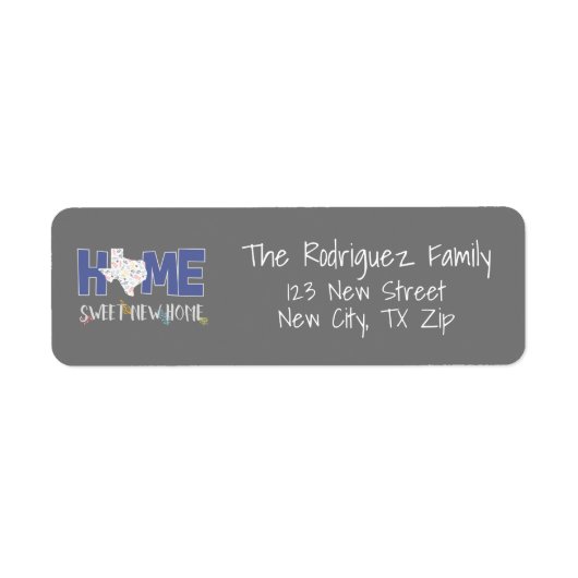 Paars & grijs startpunt, Sweet New Home - Texas Etiket (Voorkant)