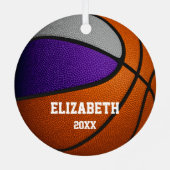 paars grijs team kleuren jongens basketbal metalen ornament (Achterkant)