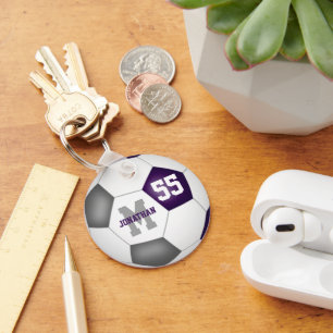 paars grijs team kleuren jongens voetbal sleutelhanger