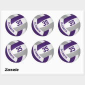 paars grijs team kleuren jongens volleybal ronde sticker (Vel)