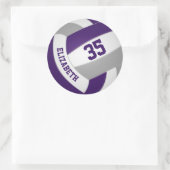 paars grijs team kleuren jongens volleybal ronde sticker (Tas)