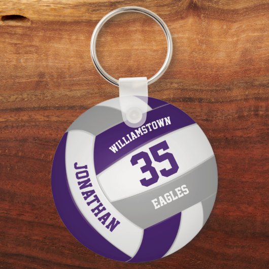 paars grijs team kleuren jongens volleybal sleutelhanger (Voorkant)