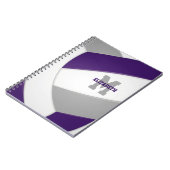 paars grijs team kleuren meisjes volleybal notitieboek (Linkerzijde)