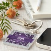 Paars, Grijs Twee harten, één liefde Sleutelhanger (Voorkant Rechts)