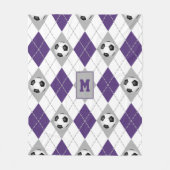 paars grijs voetbalteam kleuren argyle-patroon fleece deken (Voorkant)