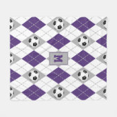 paars grijs voetbalteam kleuren argyle-patroon fleece deken (Voorkant (Horizontaal))