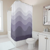 Paars grijs Wavey Stripe Modern Shower Curtain Douchegordijn (In situ)