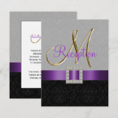 Paars Grijs Zwart Damast Gouden Ontvangstkaart Kaart (Voorkant / Achterkant)