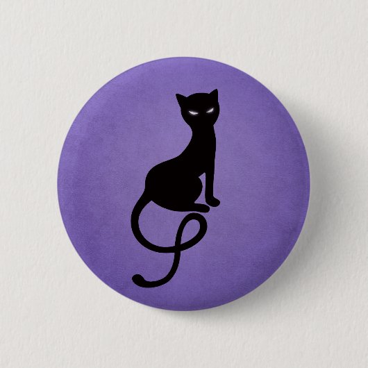Paars grijs zwarte kat ronde button 5,7 cm (Voorkant)