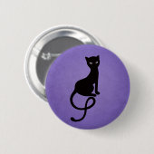 Paars grijs zwarte kat ronde button 5,7 cm (Voorkant /achterkant)