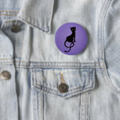 Paars grijs zwarte kat ronde button 5,7 cm (In situ)