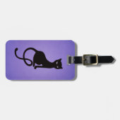 Paars grijs zwarte kat, speciaal gepersonaliseerd bagagelabel (Voorkant horizontaal)