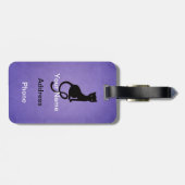 Paars grijs zwarte kat, speciaal gepersonaliseerd bagagelabel (Achterkant horizontaal)