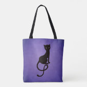 Paars grijs zwarte kat tote bag (Achterkant)