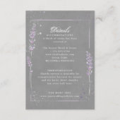 Paars grijze lavender bruiloft informatiekaartje (Voorkant)