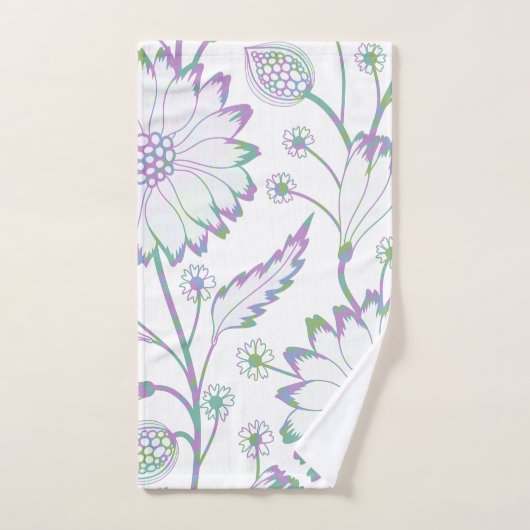  Paars groen blauw bloempatroon Bad Handdoek (Handdoek)