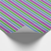 Paars Groen Blauw Gestreept Cadeaupapier (Hoek)