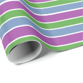 Paars Groen Blauw Gestreept Cadeaupapier (Rol Hoek)