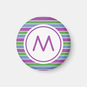 Paars Groen Blauw Gestreept Monogram Magneet