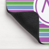 Paars Groen Blauw Gestreept Monogram Muismat (Hoek)