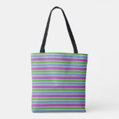 Paars Groen Blauw Gestreept Tote Bag (Achterkant)